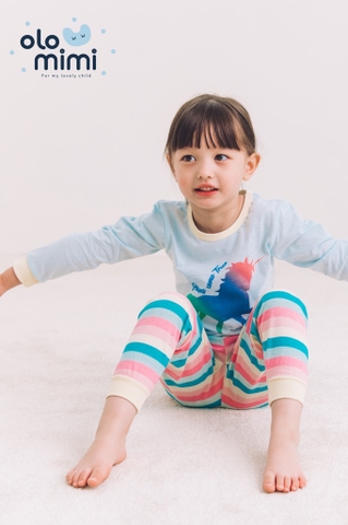 Bộ pijama dài tay Olomimi bé gái Rainbow Unicorn