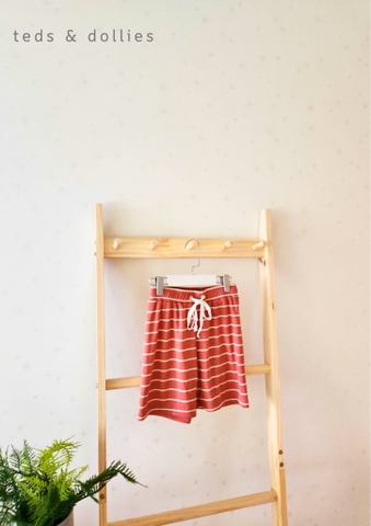 Ted & Dollies Set bé trai cam kẻ trắng - TDS2303