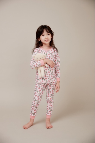 Bộ pijama dài Olomimi bé gái Flower Pink