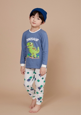Bộ pijama dài Olomimi bé trai Walking Dino