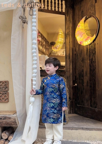 Áo dài thủy mặc cho bé trai xanh - TDAD2402X