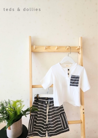 Ted & Dollies Set quần sọc áo trắng - TDS2305