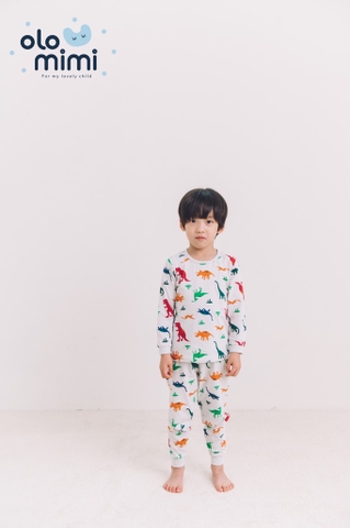 Bộ pijama dài tay Olomimi bé trai Jelly Dinosaur