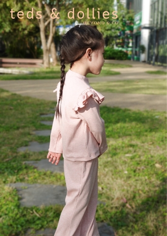 Áo bèo vai tăm tiêu màu hồng - TDF2403AH