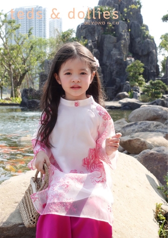 Áo dài lân hồng cho bé gái - TDAD2404