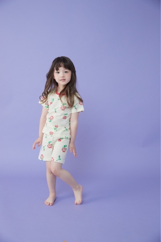 Bộ pijama cộc Olomimi bé gái Rose Garden