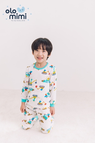 Bộ pijama dài tay Olomimi bé trai Dino Car
