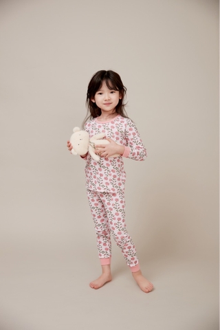 Bộ pijama dài Olomimi bé gái Flower Pink