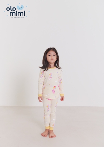 Bộ pijama dài tay Olomimi bé gái Balloon Rabbit