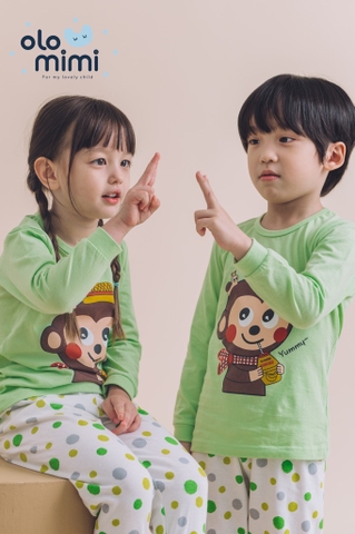 Bộ pijama dài tay Olomimi bé trai/bé gái Yummy Monkey