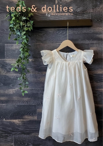 Váy Chloe Dress - Họa tiết nơ in nổi màu Cream - TDS2403