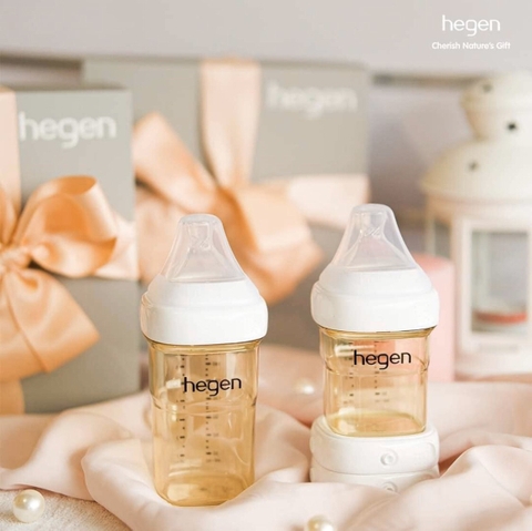 Bình sữa Hegen PPSU 240ml núm ti dành cho bé 3-6 tháng tuổi (Set 2 Bình)