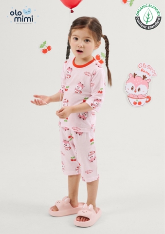 Bộ pijama lửng Olomimi bé gái Cherry Bambi