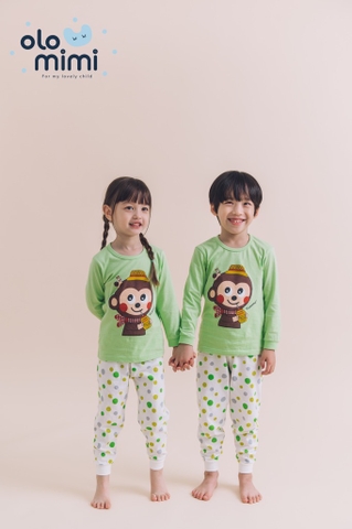 Bộ pijama dài tay Olomimi bé trai/bé gái Yummy Monkey