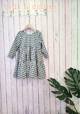 Váy caro đen trắng phối nơ lưng - TDF2401