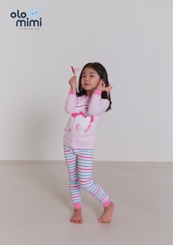 Bộ pijama dài tay Olomimi bé gái Unicorn Dream