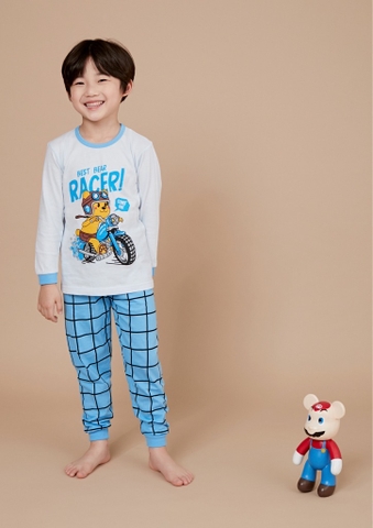 Bộ pijama dài Olomimi bé trai Bear Racer
