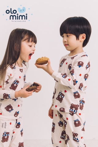 Bộ pijama dài tay Olomimi bé trai/bé gái Winter Bear