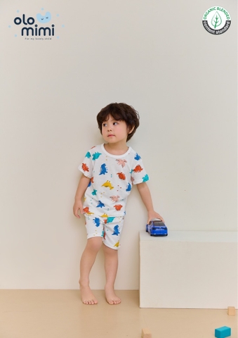 Bộ pijama cộc Olomimi cho bé trai Puzzle Dino