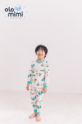 Bộ pijama dài tay Olomimi bé trai Dino Car