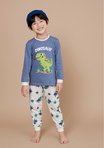 Bộ pijama dài Olomimi bé trai Walking Dino