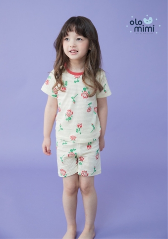 Bộ pijama cộc Olomimi bé gái Rose Garden