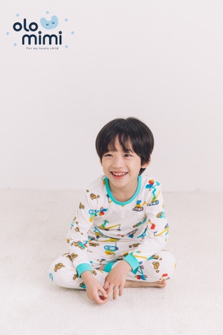 Bộ pijama dài tay Olomimi bé trai Dino Car