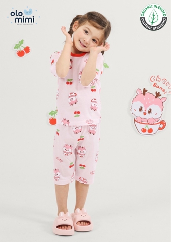 Bộ pijama lửng Olomimi bé gái Cherry Bambi