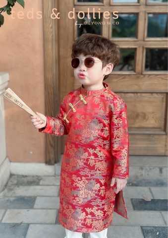 Áo dài thủy mặc cho bé trai đỏ - TDAD2402D