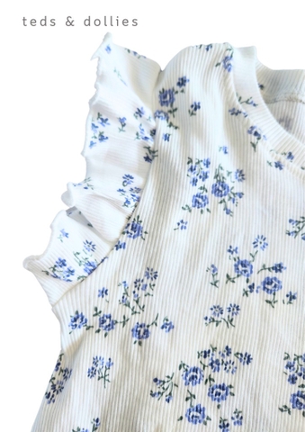 Ted & Dollies Áo ráp bèo hoa xanh - TDS2304