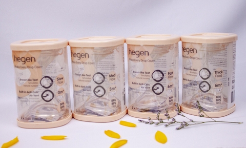 Núm ti Hegen size M dành cho bé trên 3-6 tháng tuổi (Sét 2 Ty)