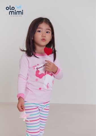 Bộ pijama dài tay Olomimi bé gái Unicorn Dream
