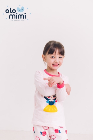 Bộ pijama dài tay Olomimi bé gái Apple Princess