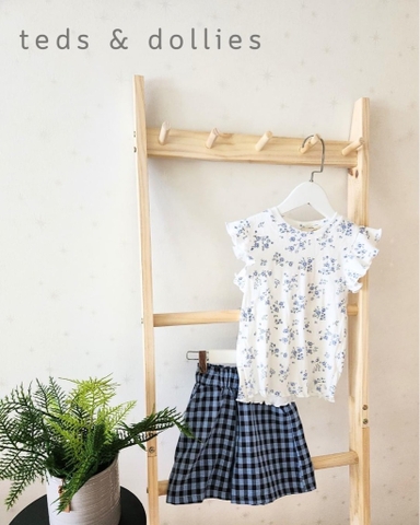 Ted & Dollies Quần bé gái caro xanh dương - TDS2320