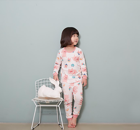 Bộ Pijama dài tay Olomimi bé gái Pig Pig
