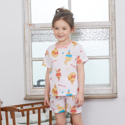 Bộ pijama cộc Olomimi bé gái Pink Ice Cream
