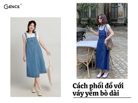 Cách phối đồ với váy yếm bò dài cá tính, thời trang và tạo ấn tượng