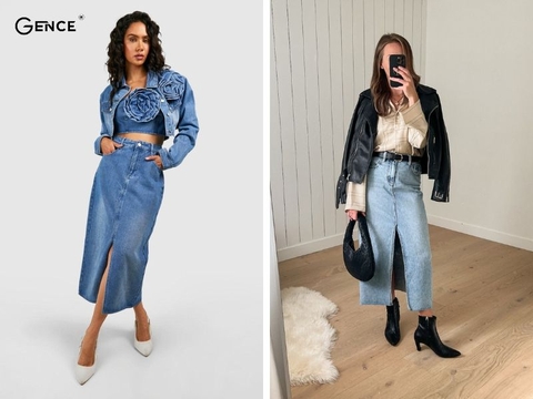 Lên đồ với 12 cách phối đồ với chân váy jean dài thời trang và cá tính