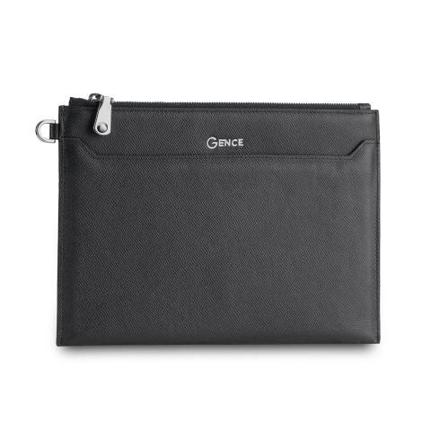 Clutch cầm tay nam da bò Epsom màu đen HT18