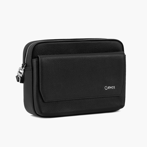 Túi clutch xách tay đeo chéo da bò Mill TC09 đen