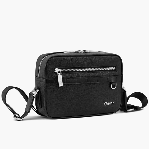 Túi đeo chéo nam Gence da bò mill TS09 size 22 màu đen