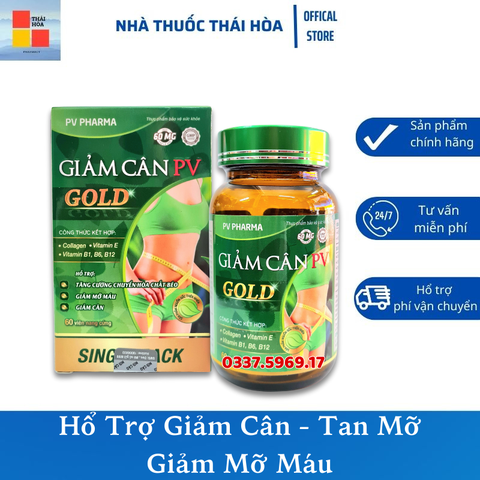 Viên Giảm Cân PV Plus - Giúp Giảm Cân - Tan Mỡ Bụng - Hổ Trợ Giảm Mỡ Máu - Hộp 60 Viên