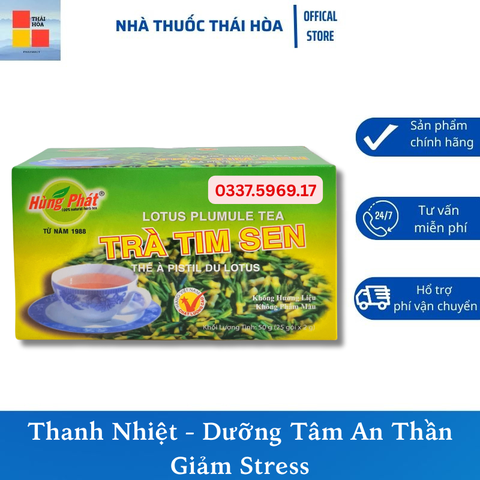 TRÀ TIM SEN HÙNG PHÁT HỘP 25 TÚI LỌC - DƯỠNG TÂM AN THẦN - GIẢM STREES
