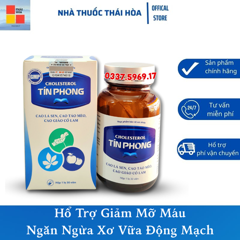VIÊN UỐNG GIẢM MỠ MÁU CHOLESTEROL TÍN PHONG - GIẢM NGUY CƠ XƠ VỮA ĐỘNG MẠCH - HỔ TRỢ ĐIỀU HÒA HUYẾT ÁP - GIẢM BÉO PHÌ