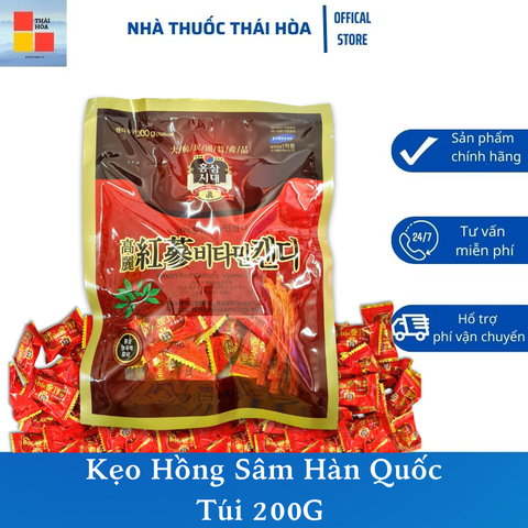 Kẹo Hồng Sâm Hàn Quốc Túi 200gram - Tăng Cường Sức Khỏe-Tăng Cường Đề Kháng-Tăng Khả Năng Tập Trung