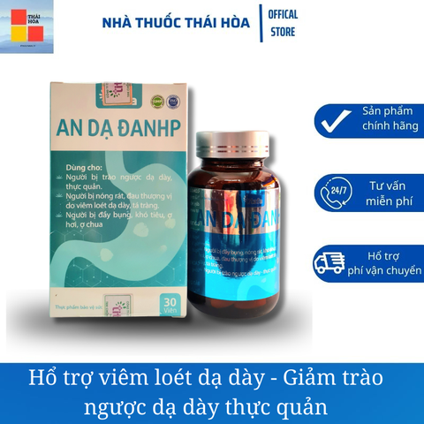 An Dạ Đan HP - Hổ Trợ Giảm Trào Ngược Dạ Dày - Viêm Loét Dạ Dày Tá Tràng - Ăn Uống Khó Tiêu - Hộp 30 Viên