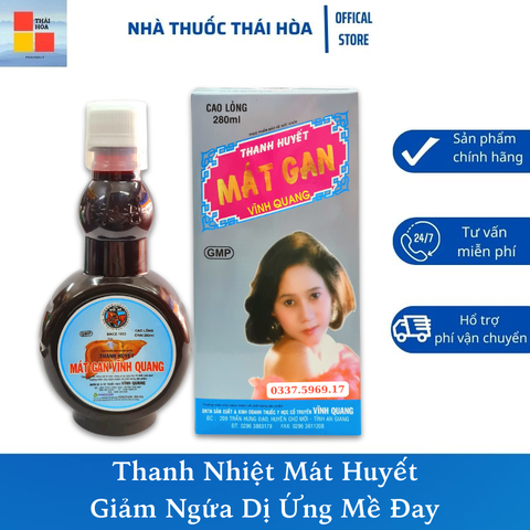 Thanh Huyết Mát Gan Vĩnh Quang - Giảm Ngứa Dị Ứng Mề Đay - Tăng cường Chức Năng Gan Chai 280ml