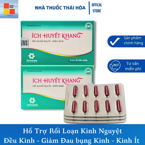 Viên Điều Kinh Ích Huyết Khang - Hổ Trợ Kinh Nguyệt Không Đều - Đau Bụng Kinh - Hộp 30 Viên Nang
