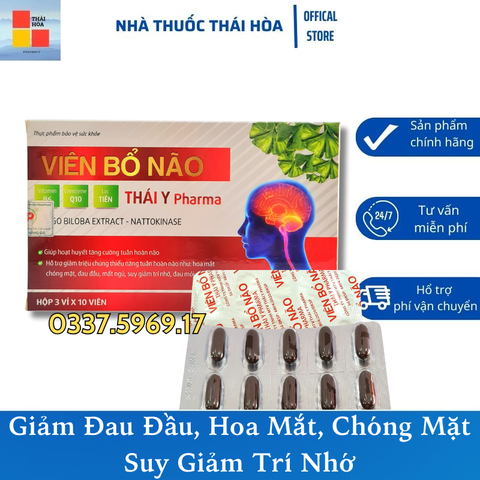 Viên Bổ Não Thái Y - Hổ Trợ Thiểu Năng Tuần Hoàn Não - GIảm Nhức Đầu - Mất Ngủ - Suy Giảm Trí Nhớ