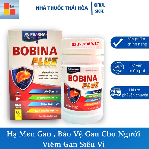 Viên BOBINA PLUS - Hổ Trợ Giải Độc Gan-Hạ Men Gan -Bảo Vệ Gan Cho Người Viêm Gan Siêu Vi Hộp 60 Viên